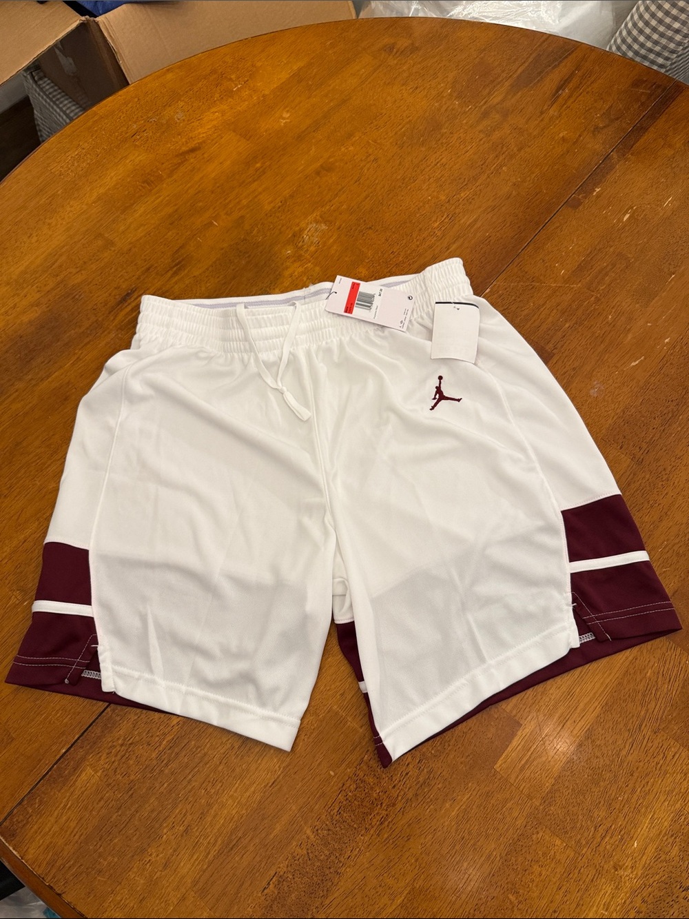 Jordan Basketball Shorts Mens L LargeWhite Maroon Stock Overtime Game FQ5375-100